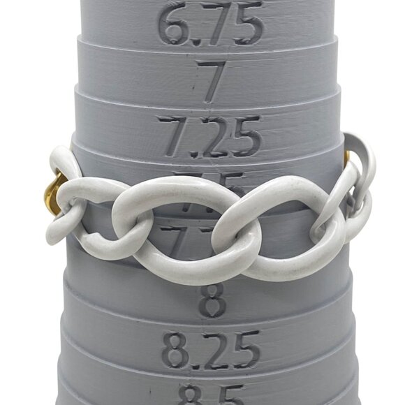 Monet Gold Tone White Enamel Link Bracelet Toggle Clasp 7.5" Chunky Curb Layer - Picture 4 of 6